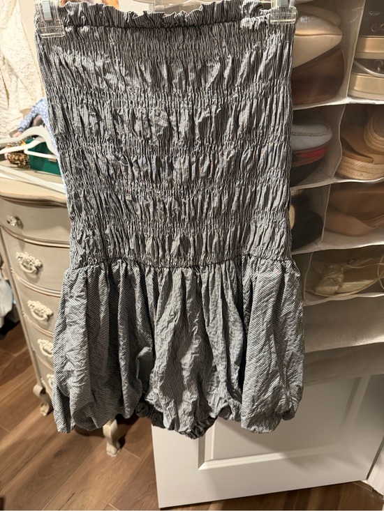Anthropologie Dresses & Skirts - Anthropologie Smocked Strapless Mini bubble Dress in Black and White Stripe